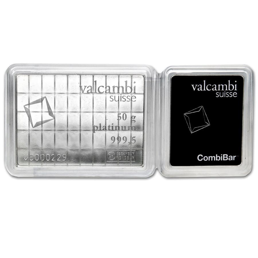 50 x 1 gram Platinum CombiBar™ Valcambi Breakable Valcambi Bars APMEX